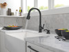 Delta 19877Z-BLSD-DST Capertee Single Handle Pull Down Kitchen Faucet with Soap Dispenser and ShieldSpray Technology, Matte Black