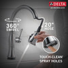 9197T-AR-PR-DST Cassidy Single Handle Pull Down Kitchen Faucet with Touch2O and ShieldSpray Technologies, Lumicoat Arctic Stainless