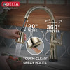 9197T-PN-PR-DST Cassidy Single Handle Pull Down Kitchen Faucet with Touch2O and ShieldSpray Technologies, Lumicoat Polished Nickel