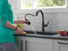 9179-BL-DST Coranto Single Handle Pull Down Kitchen Faucet, Matte Black