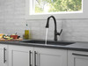 9179-BL-DST Coranto Single Handle Pull Down Kitchen Faucet, Matte Black