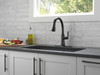9179-BL-DST Coranto Single Handle Pull Down Kitchen Faucet, Matte Black