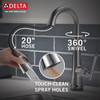 Delta 9982T-AR-PR-DST Emmeline Single Handle Pull Down Bar or Prep Faucet with Touch2O Technology, Lumicoat Arctic Stainless