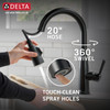9113TV-BL-DST Essa VoiceIQ Single Handle Pull Down Faucet with Touch2O Technology, Matte Black