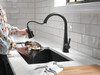 Delta 19802Z-BL-DST Lenta Single Handle Pull Down Kitchen Faucet, Matte Black