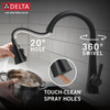 Delta 19802Z-BL-DST Lenta Single Handle Pull Down Kitchen Faucet, Matte Black