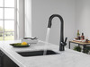 9991T-BL-DST Monrovia Single Handle Pull Down Bar or Prep Faucet with Touch2O Technology, Matte Black