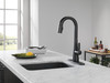 9991T-BL-DST Monrovia Single Handle Pull Down Bar or Prep Faucet with Touch2O Technology, Matte Black