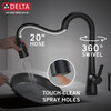 9991T-BL-DST Monrovia Single Handle Pull Down Bar or Prep Faucet with Touch2O Technology, Matte Black