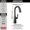 9976T-BL-DST Stryke Single Handle Pull Down Bar or Prep Faucet with Touch 2O Technology, Matte Black