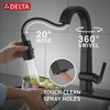 9993-BL-DST Pivotal Single Handle Pull Down Bar or Prep Faucet, Matte Black
