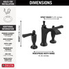 Delta 3556-BLMPU-DST Dorval Two Handle Widespread Bathroom Faucet, Matte Black