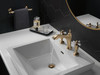 Delta 3557-GSMPU-DST Dorval Two Handle Widespread Bathroom Faucet, Champagne Bronze and Porcelain