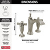 Delta 3557-SSMPU-DST Dorval Two Handle Widespread Bathroom Faucet, Stainless