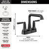 Delta 2536-BLMPU-DST SAYLOR Two Handle Centerset Bathroom Faucet, Matte Black