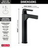 774-BL-DST Zura Single Handle Vessel Bathroom Faucet, Matte Black
