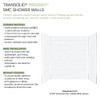 Transolid PWK603672-531 Prodigy 60-in x 36-in x 72-in Shower Wall Kit, White Horizontal Tile