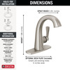 Delta 577-SS-PR-MPU-DST Stryke 6.44-in x 6.00-in x 7.38-in Single Handle Bathroom Faucet, Lumicoat Stainless