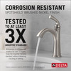 Delta 15864LF-SP Geist 7.25-in x 6.31-in x 9.50-in Single Handle Bathroom Faucet, Spotshield Brushed Nickel