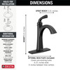 Delta 15864LF-BL Geist 7.25-in x 6.31-in x 9.50-in Single Handle Bathroom Faucet, Matte Black