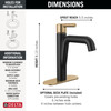 Delta 15849LF-GZ Nicoli 7.94-in x 6.00-in x 9.06-in Single Handle Bathroom Faucet, Matte Black and Champagne Bronze
