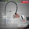 9613-DST Essa 11.50-in x 4.13-in x 19.38-in Single-Handle Pull-Down Spring Kitchen Faucet, Chrome