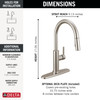 19867LF-SS Nicoli 11.06-in x 10.75-in x 17.06-in Single-Handle Pull-Down Kitchen Faucet, Stainless