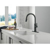 Delta 19867LF-GZ Nicoli 11.06-in x 10.75-in x 17.06-in Single-Handle Pull-Down Kitchen Faucet, Matte Black and Champagne Bronze