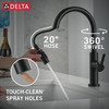 Delta 19867LF-GZ Nicoli 11.06-in x 10.75-in x 17.06-in Single-Handle Pull-Down Kitchen Faucet, Matte Black and Champagne Bronze