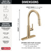 Delta 19867LF-CZ Nicoli 11.06-in x 10.75-in x 17.06-in Single-Handle Pull-Down Kitchen Faucet, Champagne Bronze