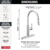 19867LF Nicoli 11.06-in x 10.75-in x 17.06-in Single-Handle Pull-Down Kitchen Faucet, Chrome