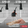 Delta 18804Z-BL-DST Theodora 11.94-in x 10.75-in x 20.25-in Single-Handle Pull-Down Spring Kitchen Faucet, Matte Black