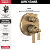 T27856-CZ Dorval Traditional 2-Handle Monitor 17 Series Valve Trim with 3 Setting Diverter, Champagne Bronze