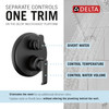 T24889-BL Tetra 14 Series Integrated Diverter Trim with 3-Setting, Matte Black