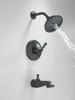 H566BL Dorval Handle 1L Volume FM Tub Filler 14S, Matte Black