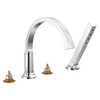 T4788-PR-LHP Tetra Delta Tetra Roman Tub Trim with Hand Shower, Lumicoat Chrome