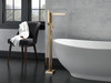 T4774-CZFL Zura Delta Zura Single Handle Floor Mount Tub Filler Trim with Hand Shower, Champagne Bronze