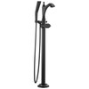 T4756-BLLHP-FL Dorval Delta Dorval Single Handle Floor Mount Tub Filler Trim-Less Handle, Matte Black