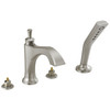 T4756-SSLHP Dorval Delta Dorval Roman Tub with Hand Shower Trim-Less Handles, Stainless