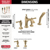 T4756-CZLHP Dorval Delta Dorval Roman Tub with Hand Shower Trim-Less Handles, Champagne Bronze