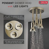 Delta 57190-PN25-L Universal Showering Components H2Okinetic Pendant Raincan Shower Head with LED Light, Polished Nickel