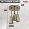 Delta 57140-PN25-L Universal Showering Components H2Okinetic Pendant Raincan Shower Head with LED Light, Polished Nickel