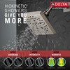 Delta 52664-SS-PR Universal Showering Components H2Okinetic 5-Setting Angular Modern Raincan Shower Head, Lumicoat Stainless