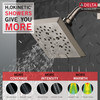 Delta 52664-SS Universal Showering Components H2Okinetic 5-Setting Angular Modern Raincan Shower Head, Stainless