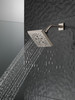 52664-SS Universal Showering Components H2Okinetic 5-Setting Angular Modern Raincan Shower Head, Stainless