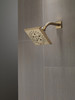 52664-CZ-PR Universal Showering Components H2Okinetic 5-Setting Angular Modern Raincan Shower Head, Lumicoat Champagne Bronze
