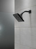 Delta 52664-BL Universal Showering Components H2Okinetic 5-Setting Angular Modern Raincan Shower Head, Matte Black