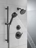 51584-BL Universal Showering Components 7-Setting Slide Bar Hand Shower with Cleaning Spray, Matte Black
