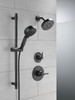 51584-BL Universal Showering Components 7-Setting Slide Bar Hand Shower with Cleaning Spray, Matte Black