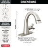 Delta 5776-SSPD-PR-DST Stryke Single Handle Pull Down Bathroom Faucet, Lumicoat Stainless